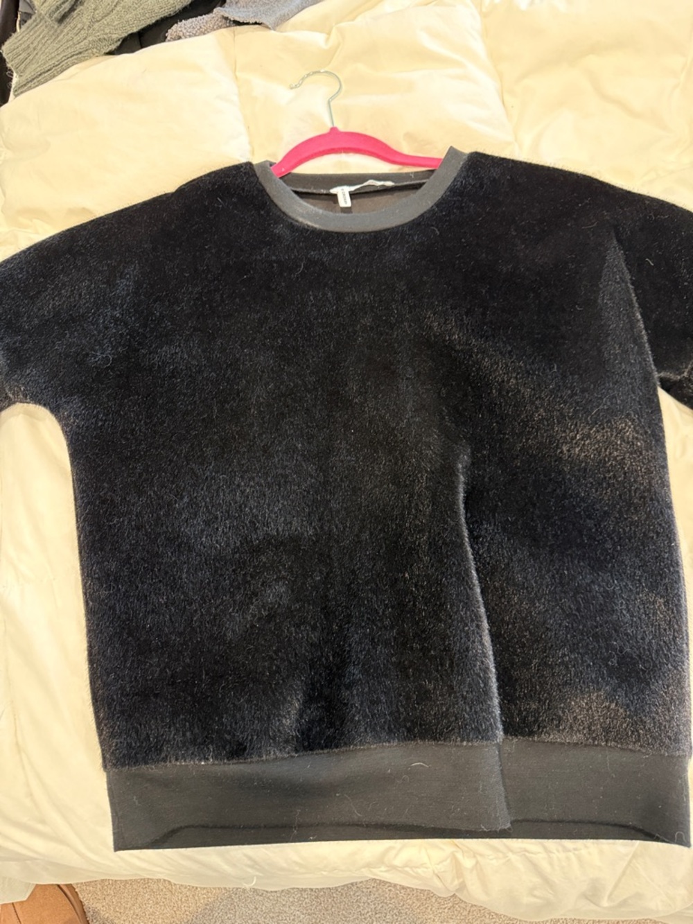 Derek Lam Black Fuzzy Short-Sleeve Pullover